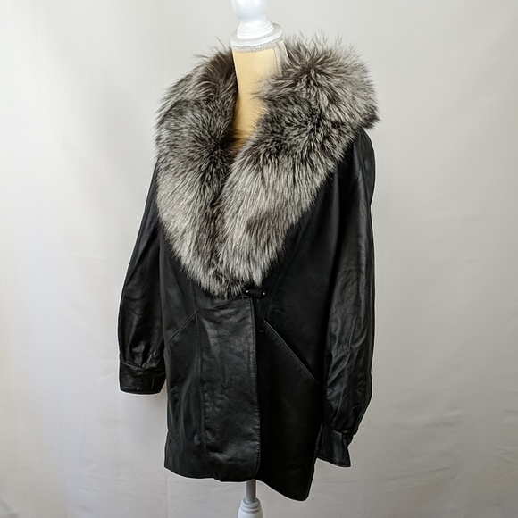 Marvin Richards Leather Coat Fox Fur 